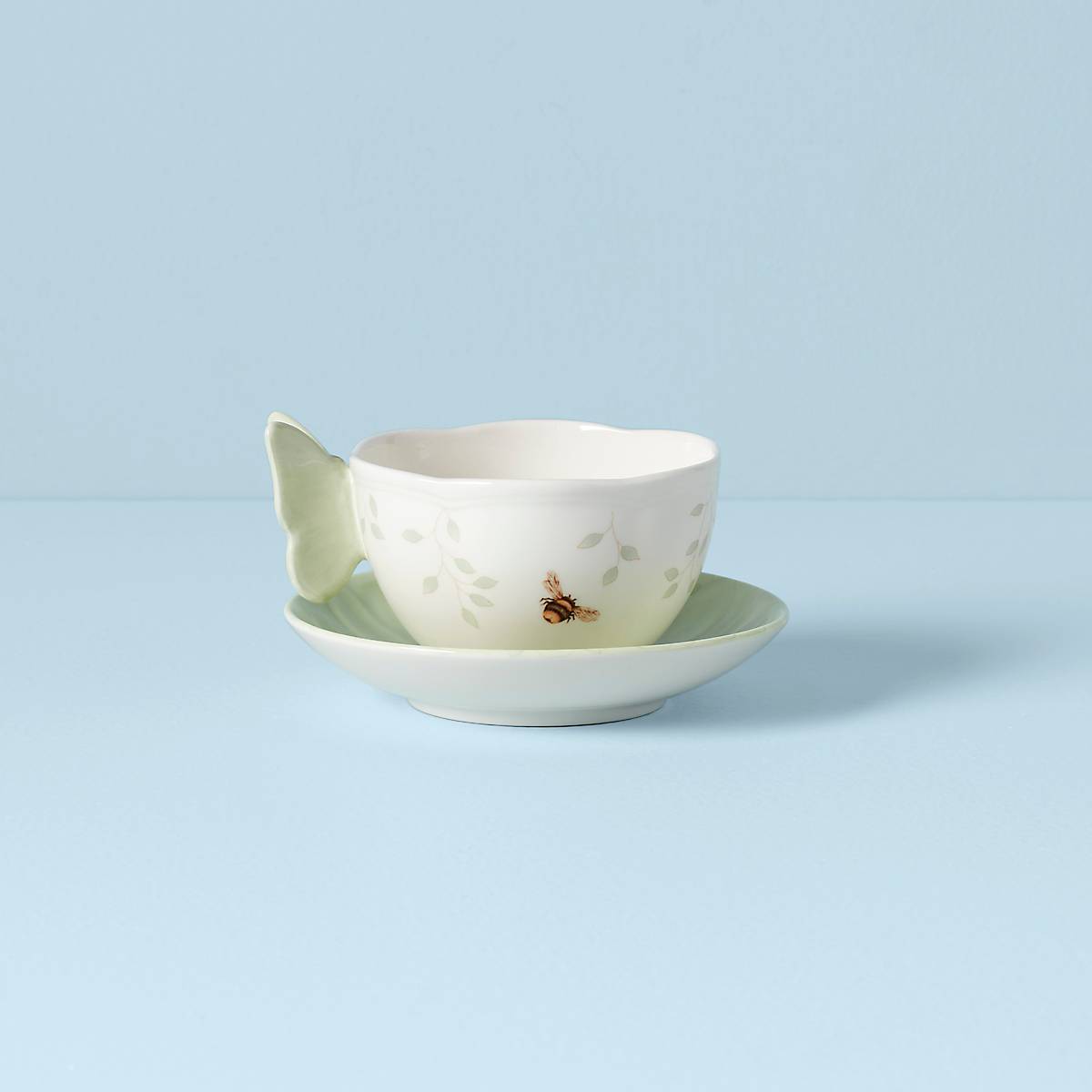Butterfly Meadow Floral Green Cup and Saucer VinylsBase