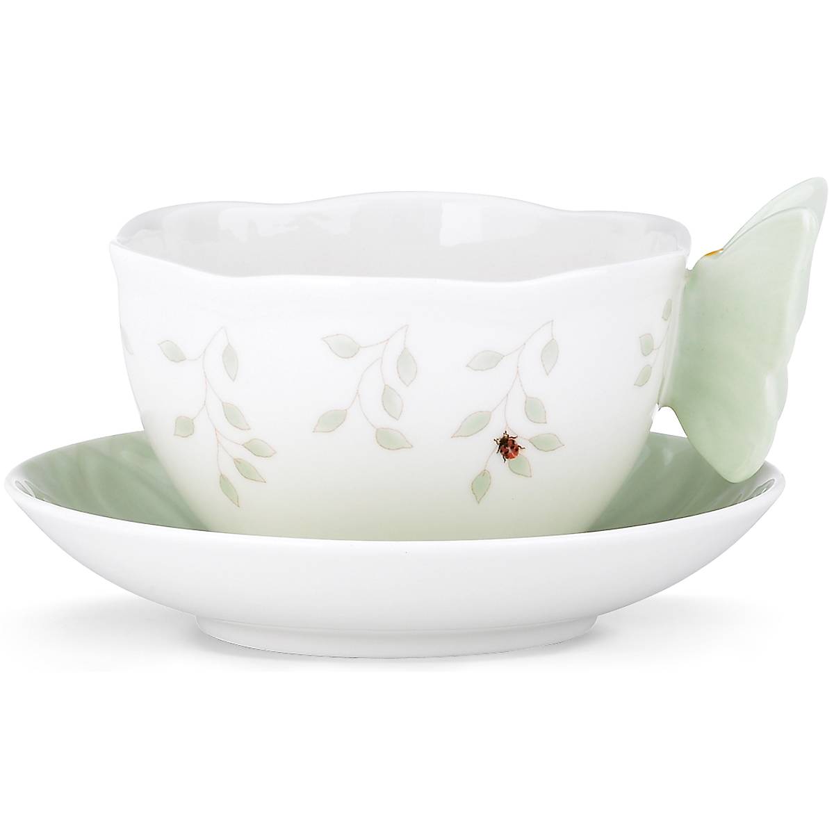 Butterfly Meadow Floral Green Cup and Saucer VinylsBase