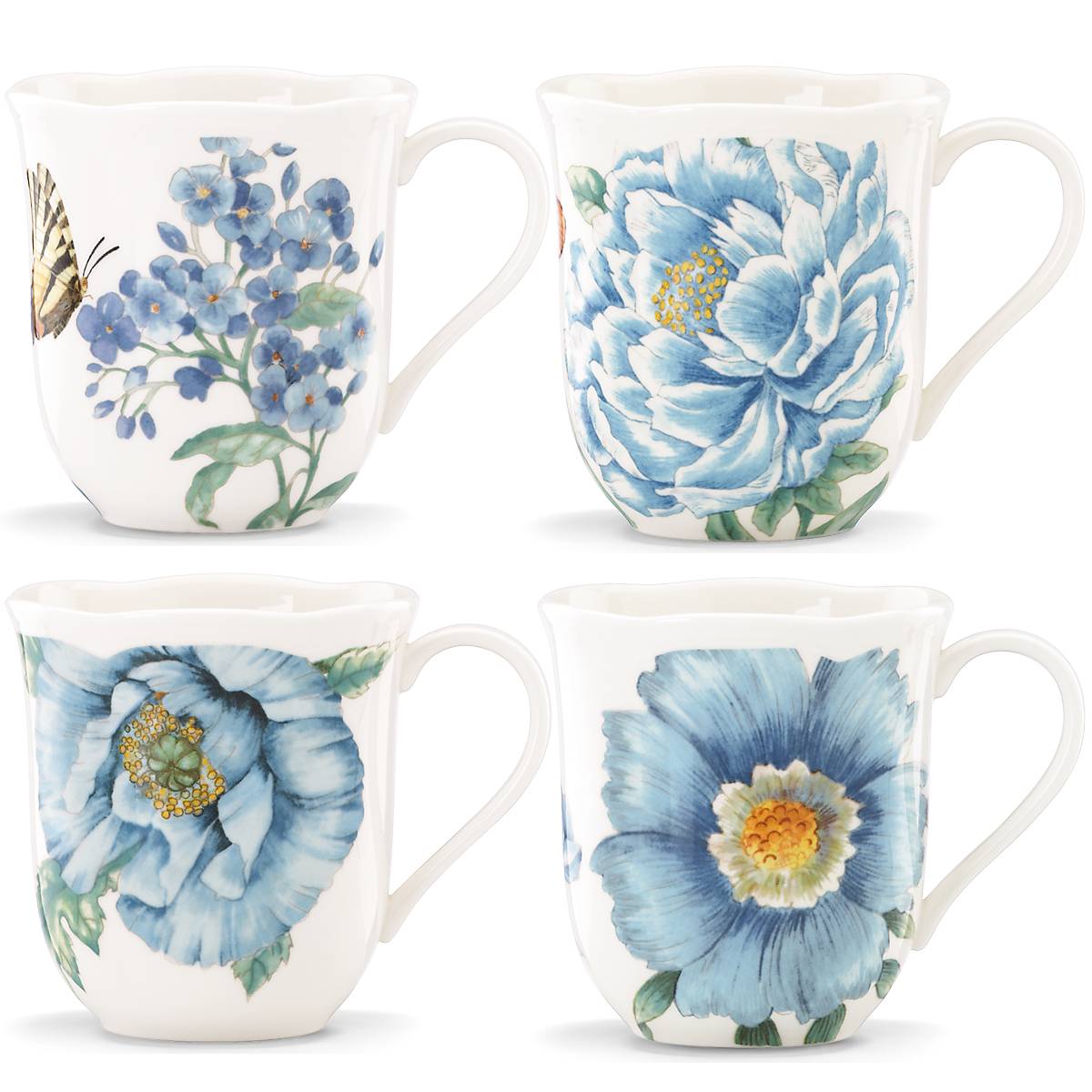 Butterfly Meadow Blue Mugs - Set of 4 VinylsBase