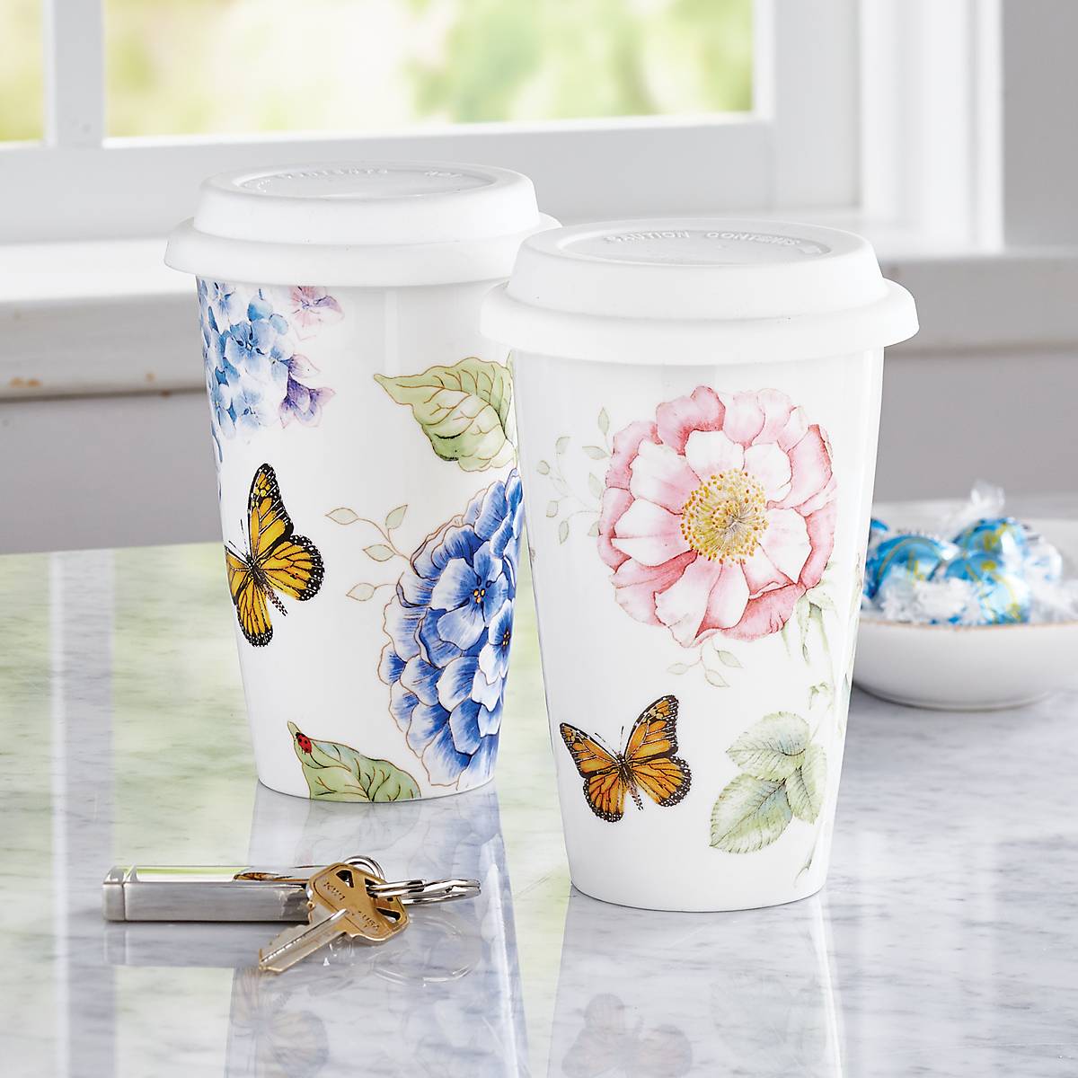 Butterfly Meadow Thermal Travel Mug VinylsBase