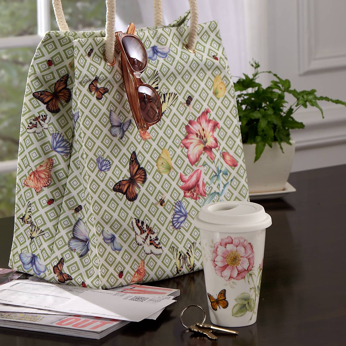 Butterfly Meadow Thermal Travel Mug VinylsBase