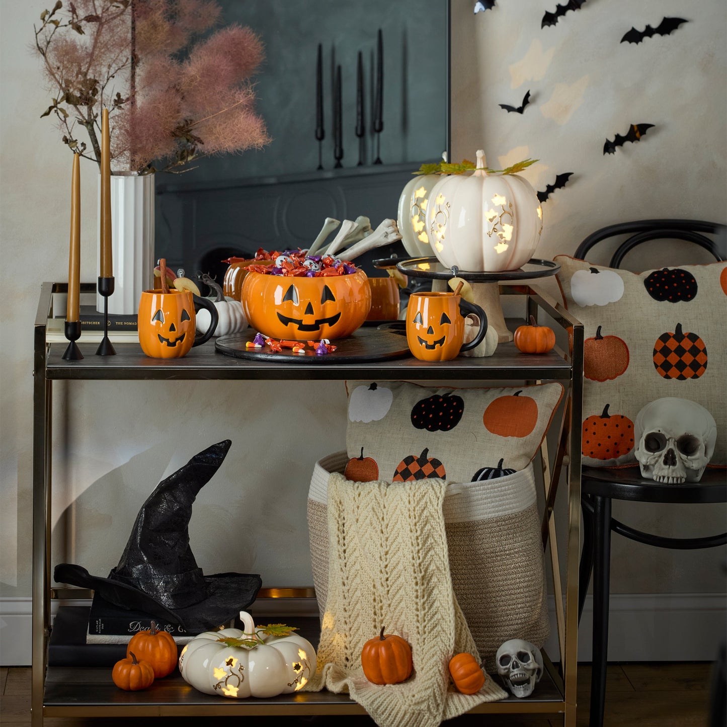 Vintage Halloween Figural Pumpkin Mugs - Set of 4 VinylsBase
