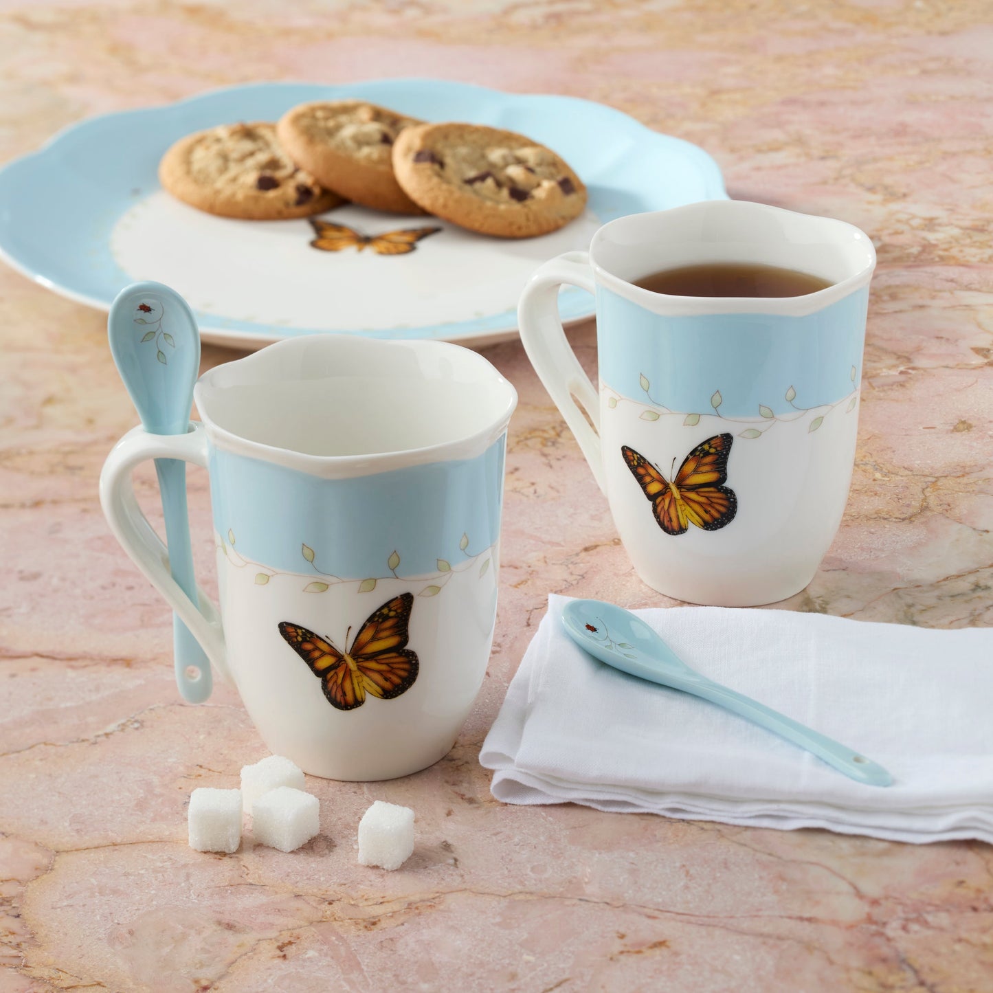 Butterfly Meadow Color Mugs With Spoons - Set of 8 VinylsBase
