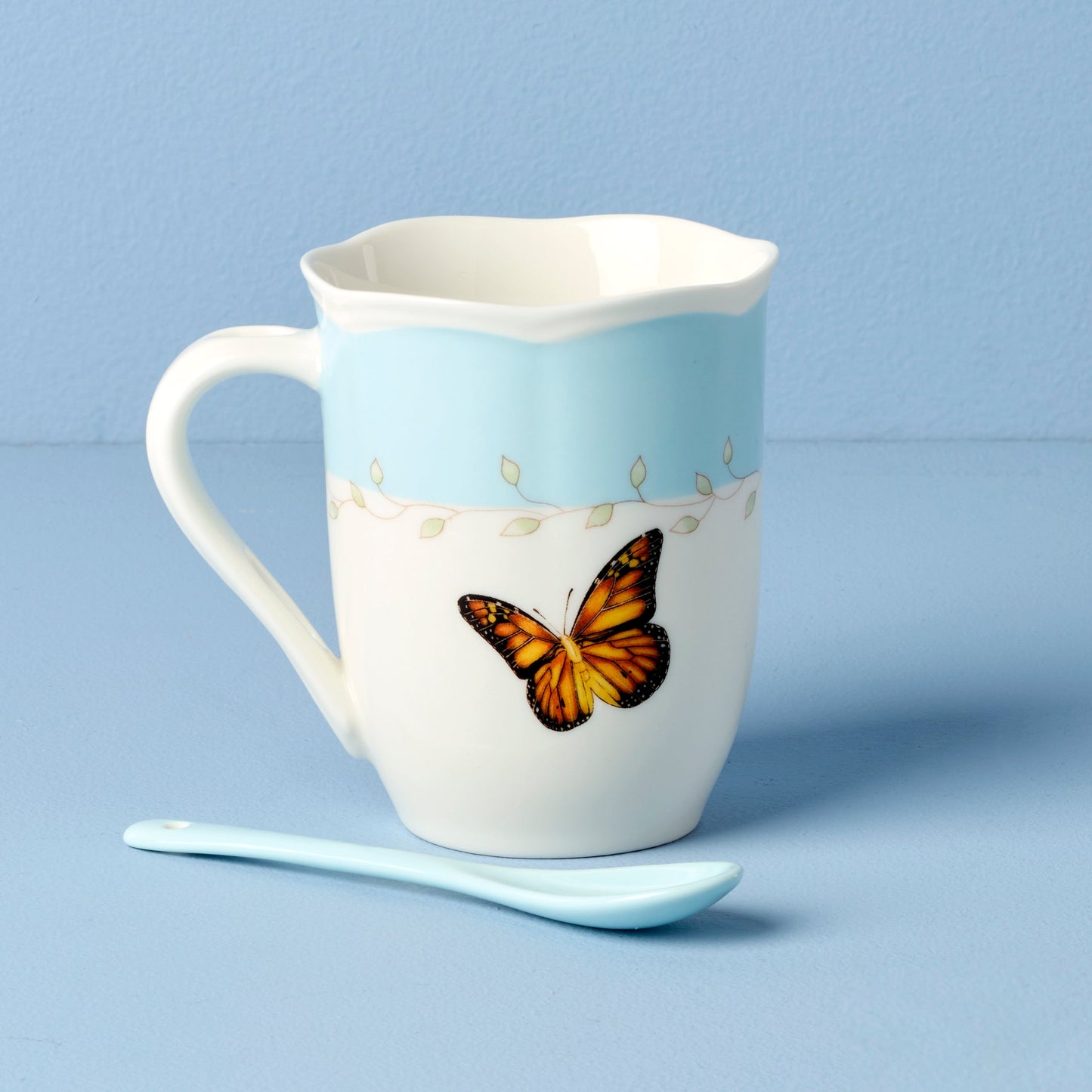 Butterfly Meadow Blue Mugs With Spoons - Set of 2 VinylsBase