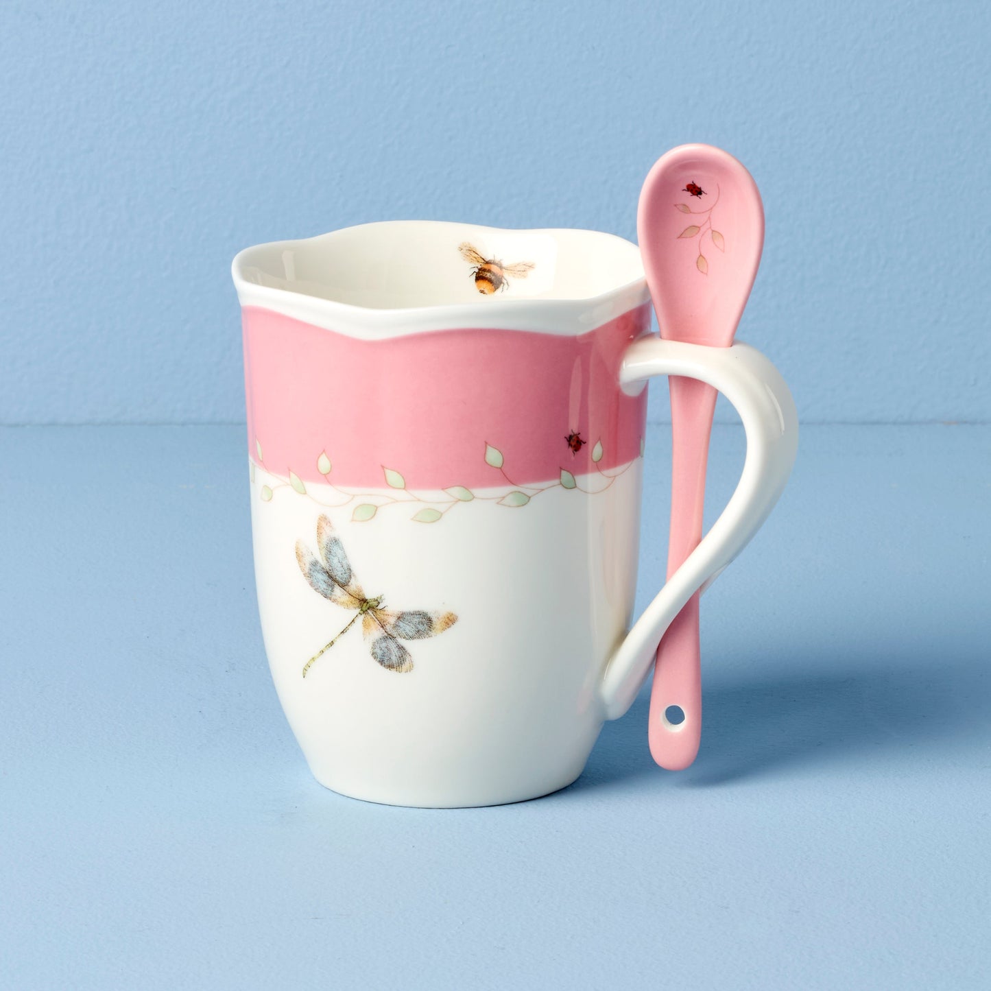 Butterfly Meadow Pink Mugs With Spoons - Set of 2 VinylsBase