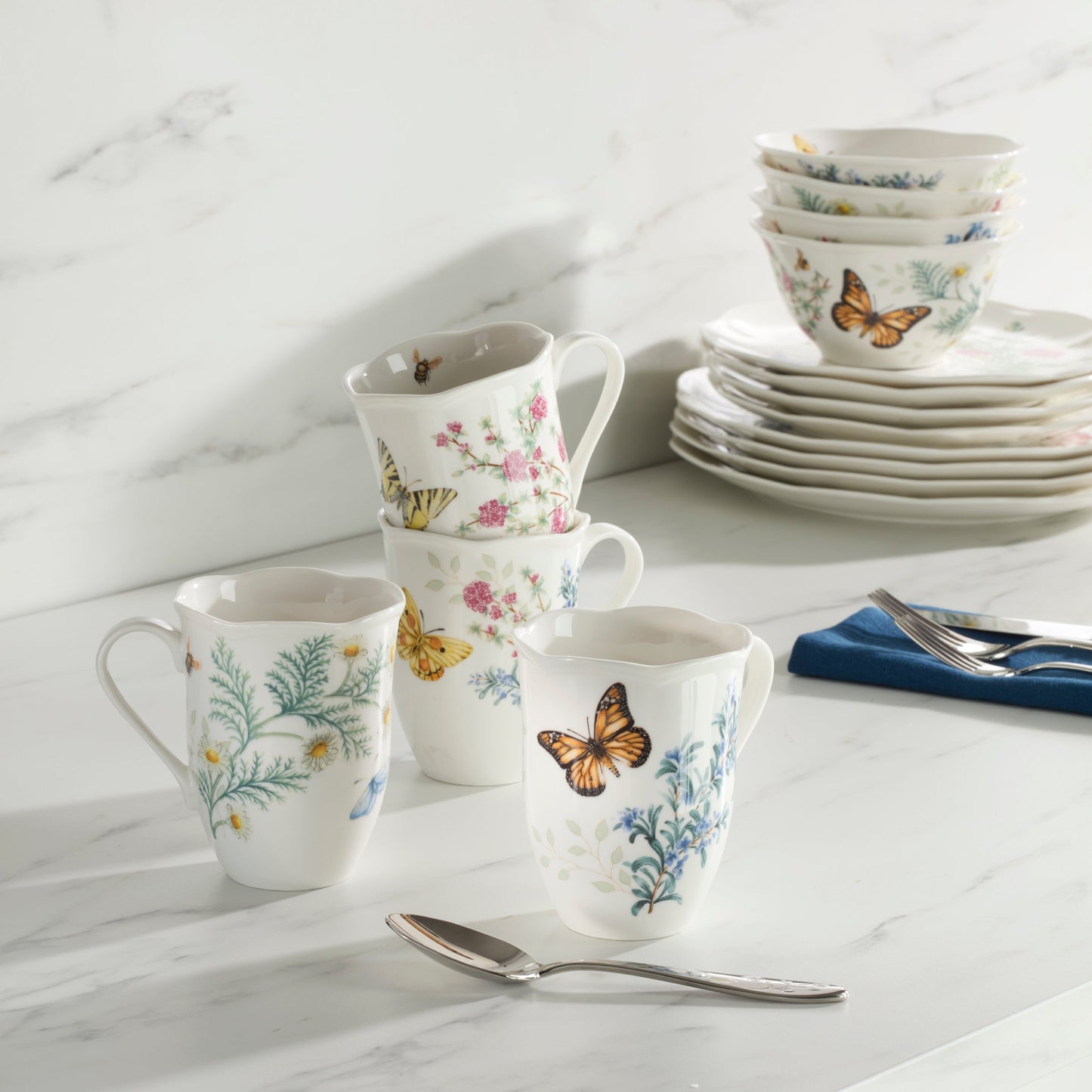 Butterfly Meadow Herbs Mugs - Set of 4 VinylsBase