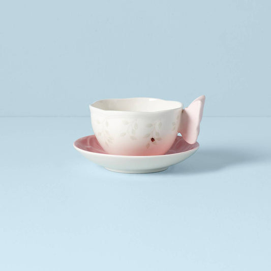 Butterfly Meadow Floral Pink Cup & Saucer VinylsBase