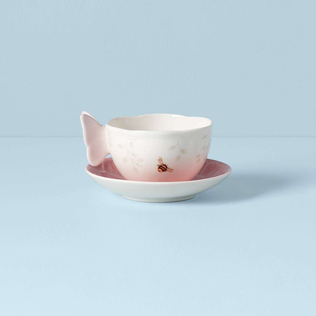 Butterfly Meadow Floral Pink Cup & Saucer VinylsBase