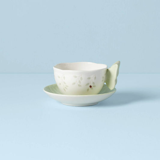 Butterfly Meadow Floral Green Cup and Saucer VinylsBase