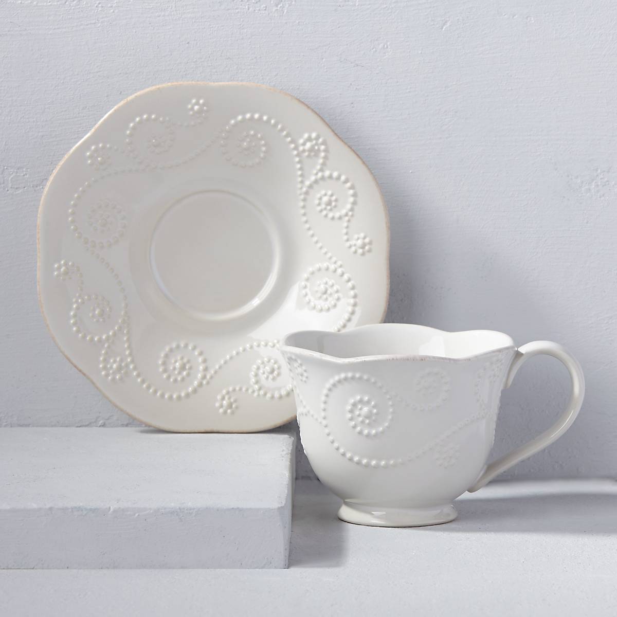 French Perle White Cup and Saucer VinylsBase