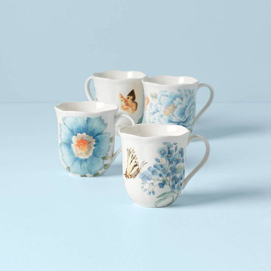 Butterfly Meadow Blue Mugs - Set of 4 VinylsBase