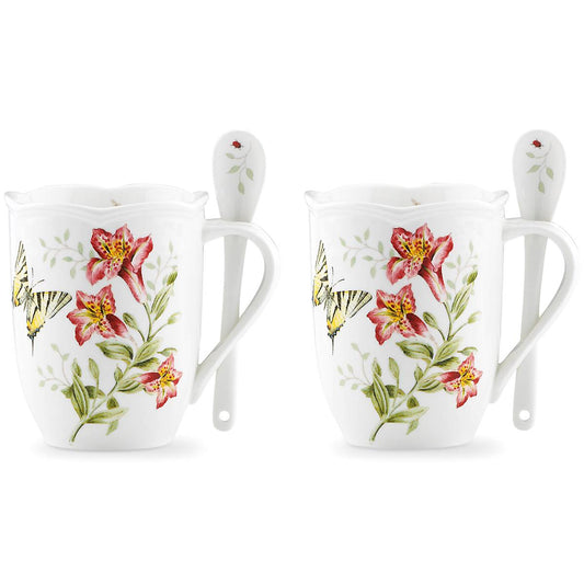 Butterfly Meadow Mugs with Spoons - Set of 2 VinylsBase