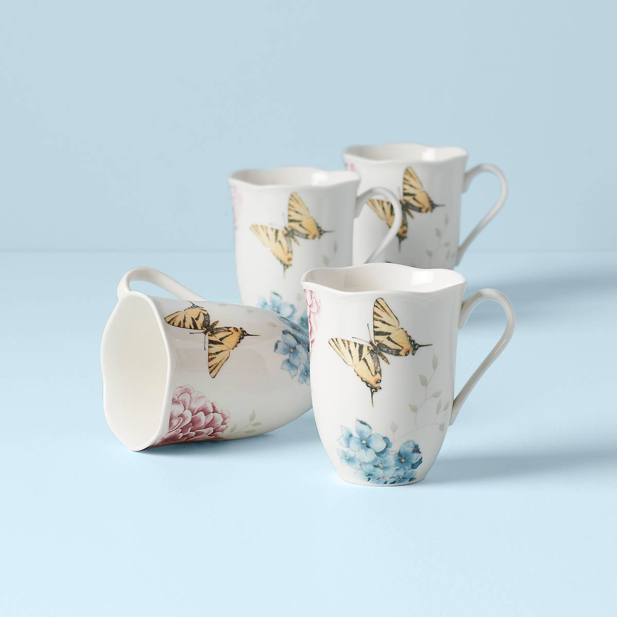 Butterfly Meadow Hydrangea Mugs - Set of 4 VinylsBase