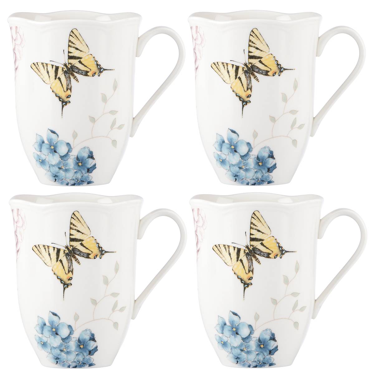 Butterfly Meadow Hydrangea Mugs - Set of 4 VinylsBase