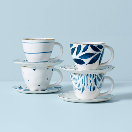 Blue Bay 8-Piece Espresso Cup & Saucer Set VinylsBase