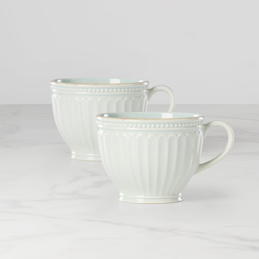 French Perle Groove Blue Latte Mugs - Set of 2 VinylsBase