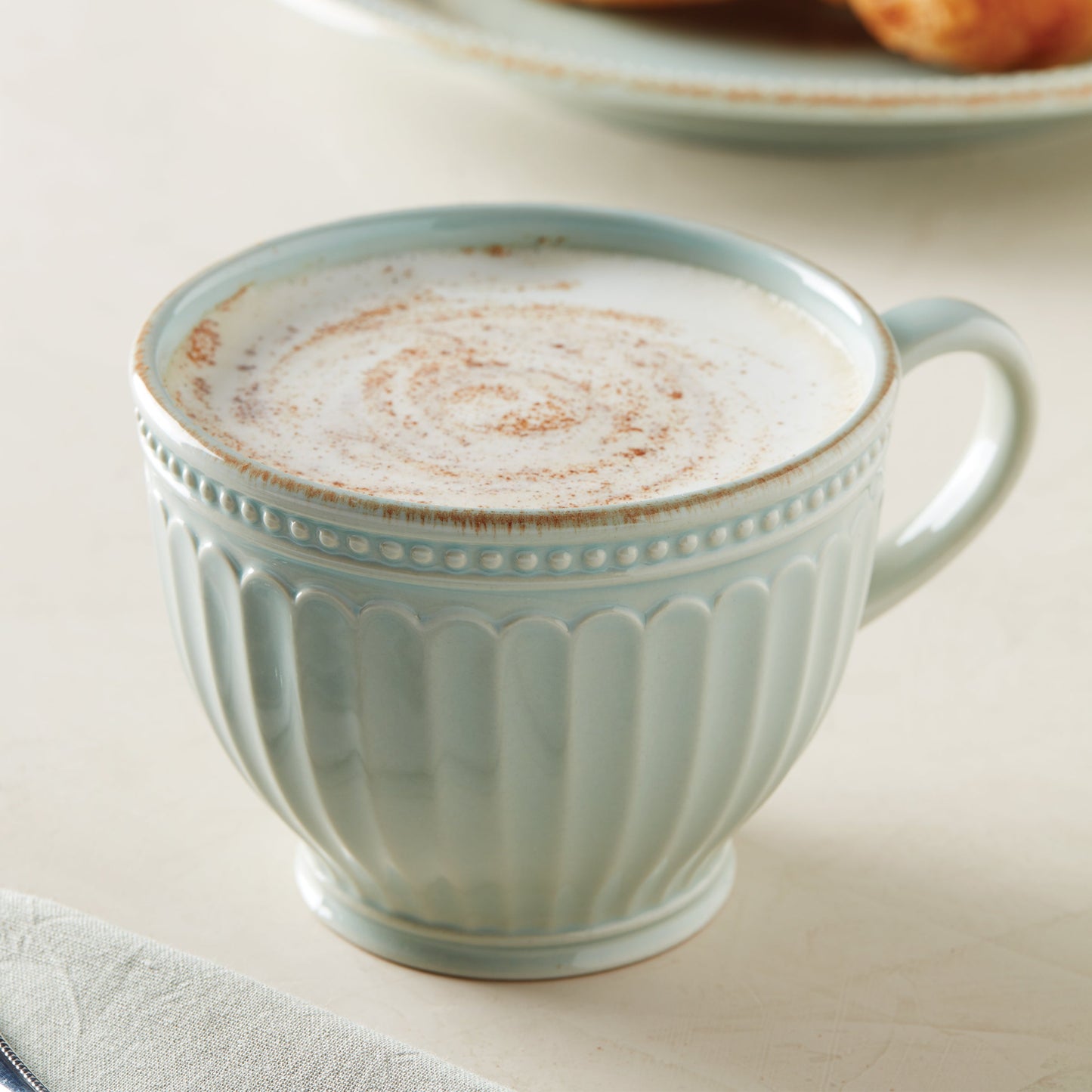 French Perle Groove Blue Latte Mugs - Set of 2 VinylsBase