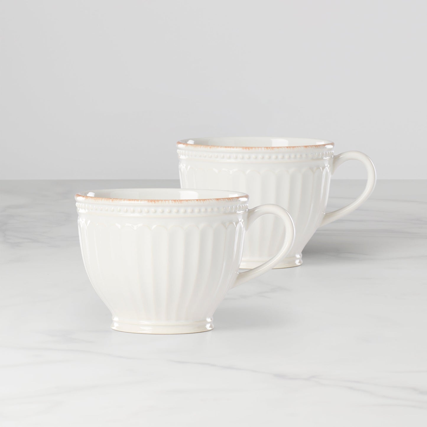 French Perle Groove White Latte Mugs - Set of 2 VinylsBase