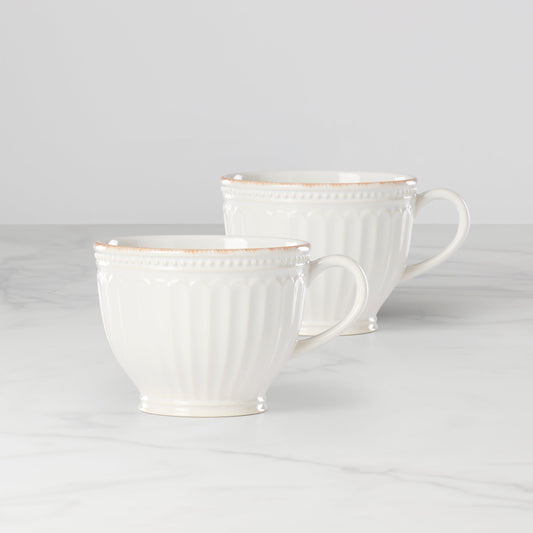 French Perle Groove White Latte Mugs - Set of 2 VinylsBase