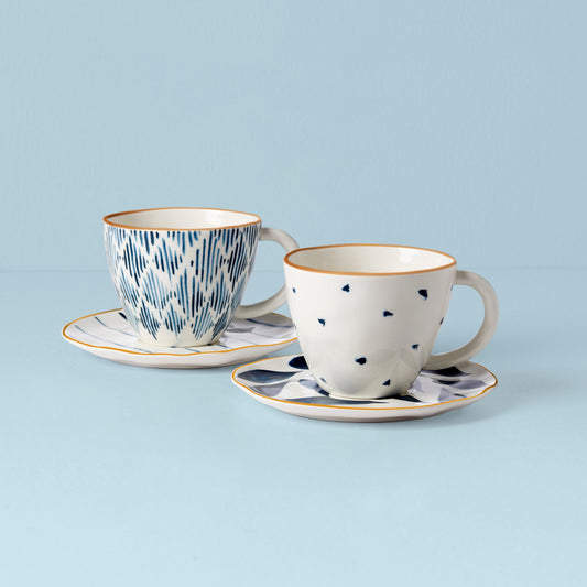 Blue Bay 4-Piece Teacup & Saucer Set VinylsBase