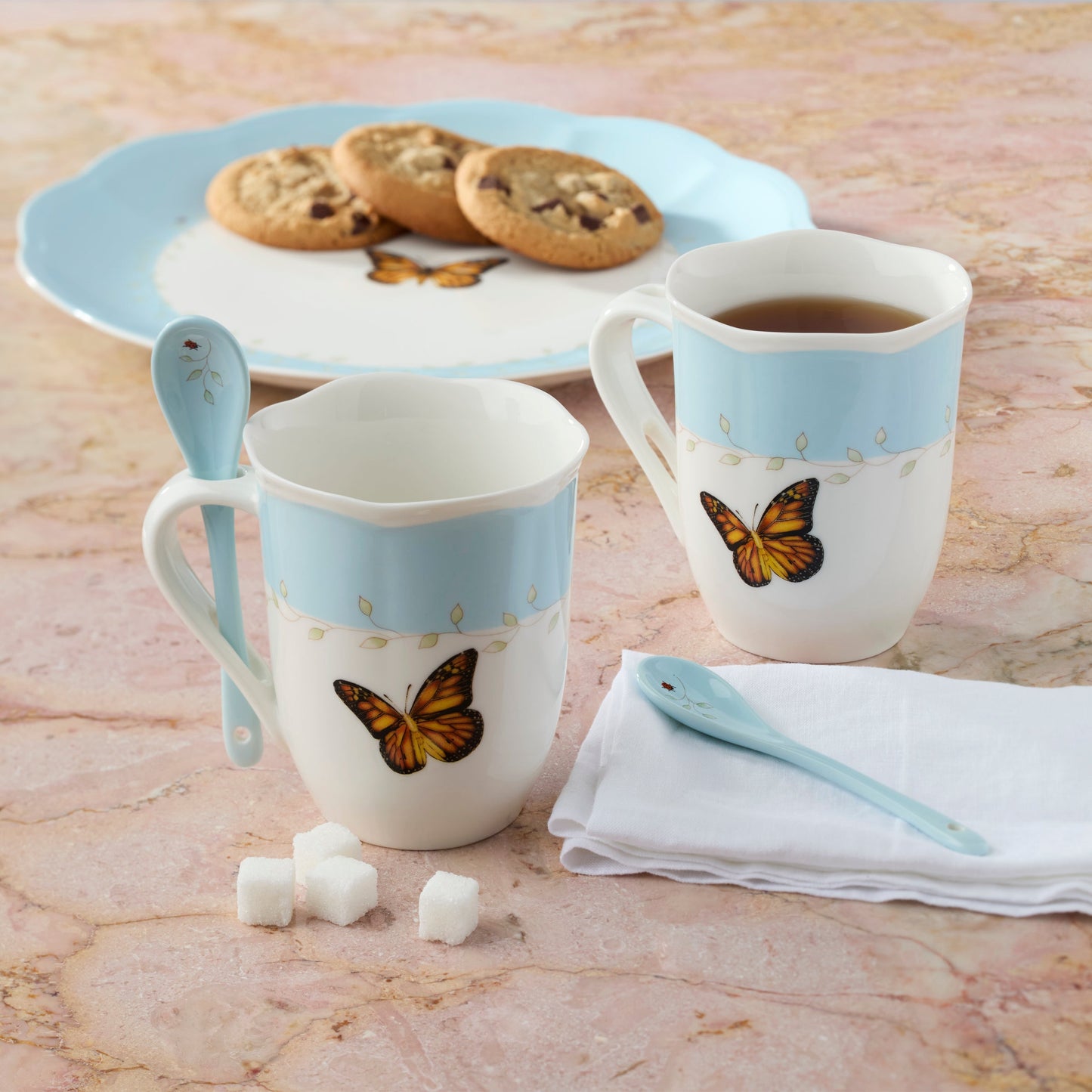 Butterfly Meadow Blue Mugs With Spoons - Set of 2 VinylsBase