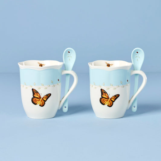 Butterfly Meadow Blue Mugs With Spoons - Set of 2 VinylsBase