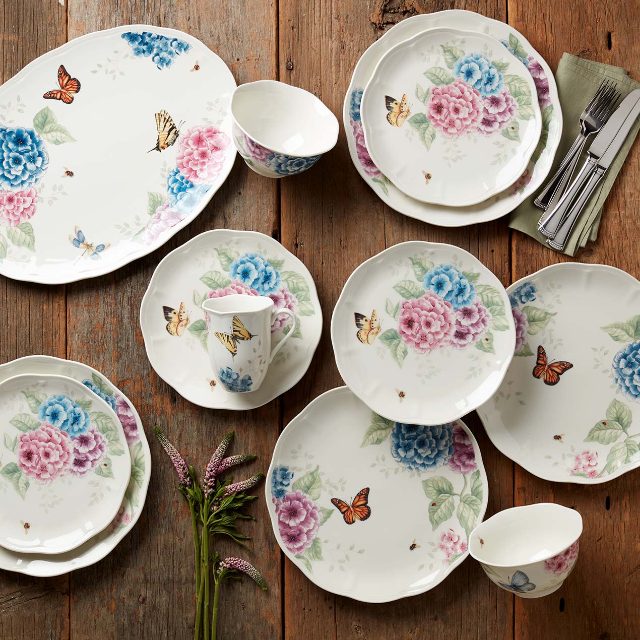 Butterfly Meadow Hydrangea Mugs - Set of 4 VinylsBase
